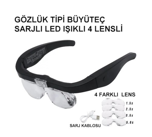 Nikula- Şarjlı gözlük Büyüteç  4 Farklı Lens -11537dc