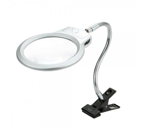 Nikula-2.5X130 MM 5X24 MM LED Aydınlatmalı Büyüteç,Masa üstü Metal Hortum Mandallı-MG15124-C