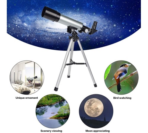 Nikula 50x360 Mini Teleskop Kara Uzay Teleskobu Aliminyum Gövde Tripodlu