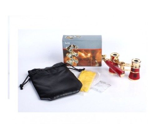 Nefis Işlemeli, Tiyatro / Opera Dürbünü 3x25 Prinç Metal Kaplamalı Retro Kahverengi