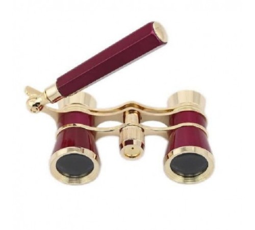 Nefis Işlemeli, Tiyatro / Opera Dürbünü 3x25 Prinç Metal Kaplamalı Retro Kahverengi