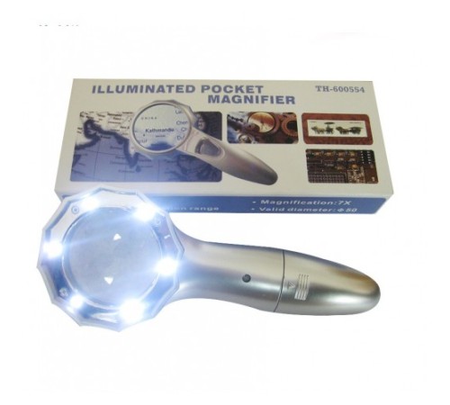 Nikula-7x Büyüteç 6 Led Işık Aydınlatma 50mm Optik Lens El Büyüteç