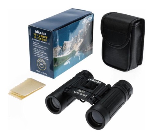 8x21 Nikula Dürbün Siyah  Av Dürbünü 56m/1000m Kauçuk Kaplama