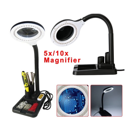 Nikula-Esnek 5X /10x,40 LED ışıklı büyüteç ,lamba  büyüteç okuma, çalışma lehim masa lambası A808