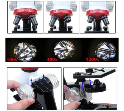 Nikula Eğitici Mikroskop Kiti Zoom Led Işıklı 100x 400x 1200x ST1200X