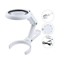 USB şarj edilebilir katlanabilir 3.5-10x büyüteç 8 LEDli masa ve eliçin  taşınabilir büyüteç FS90RC