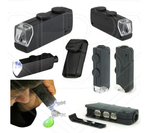 Nikula-Mini 60x 100x Zoom Lens Odak Takı Led Cep Mikroskop Büyüteç