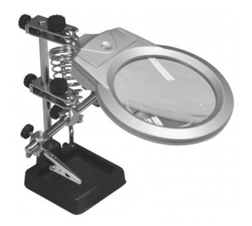 Nikula-Ayarlanabilir Başlıklı Elektronikçi Yardım Lehim Standı Ile Ledli Büyüteç