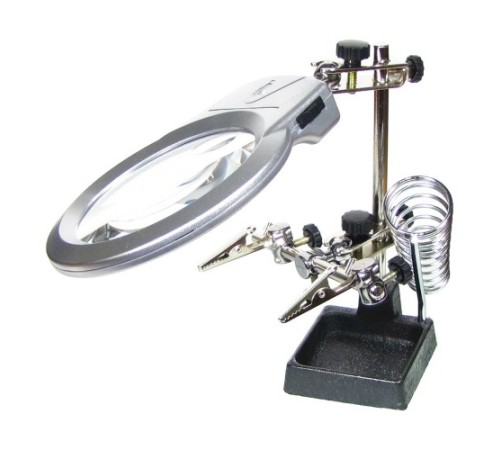 Nikula-Ayarlanabilir Başlıklı Elektronikçi Yardım Lehim Standı Ile Ledli Büyüteç