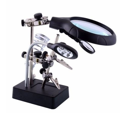 Nikula-Masa üstü Mandallı ,2.5x90mm, 7.5x34mm Mercekli ,adaptörlu ışıklı Büyüteç