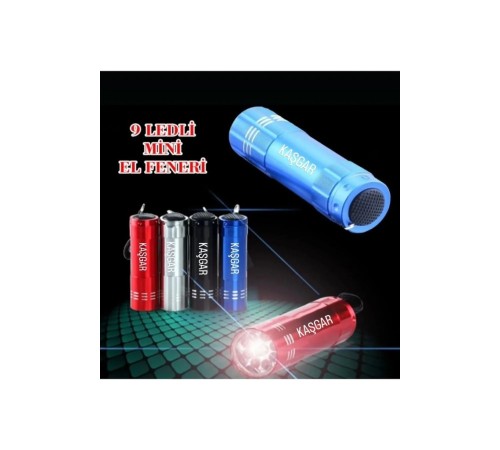 Süper Parlak 9 Ledli Metal Mini El Feneri