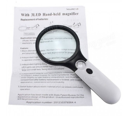 Nikula-3 Led Işıklı 3x75 mm 45x22 mm  El Büyüteç