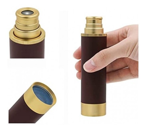 30x40 Panda Büyük Mercekli Pirinç Gövdeli Deri Çantalı Denizcilik Korsan Dürbün