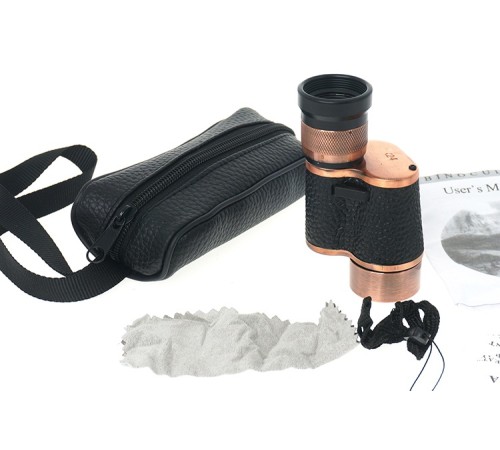 6x24  Baıgısh, Askeri Tarzi Pirinç Ve Deri Kaplamalı, Deri çantalı Monocular Dürbün Princ